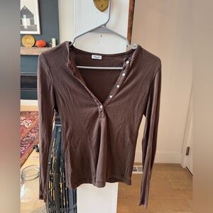 Splendid Chocolate Long Sleeve Top
